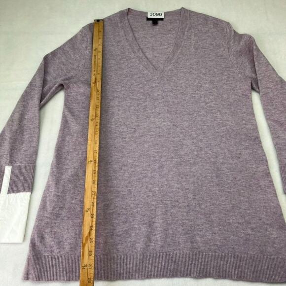 J.Crew Sweater Womens Medium Purple Lilac Wool Blend Long Sleeve V-Neck - Picture 5 of 13